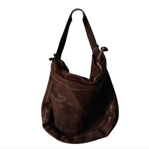 FURLA Elegant Soft Genuine Brown Leather Large Hobo Bag